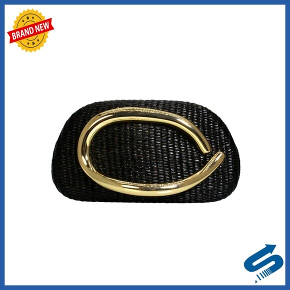 Handbags - Straw Woven Clutch Purse with Metal Handle Chain Strap Summer Beach Bag